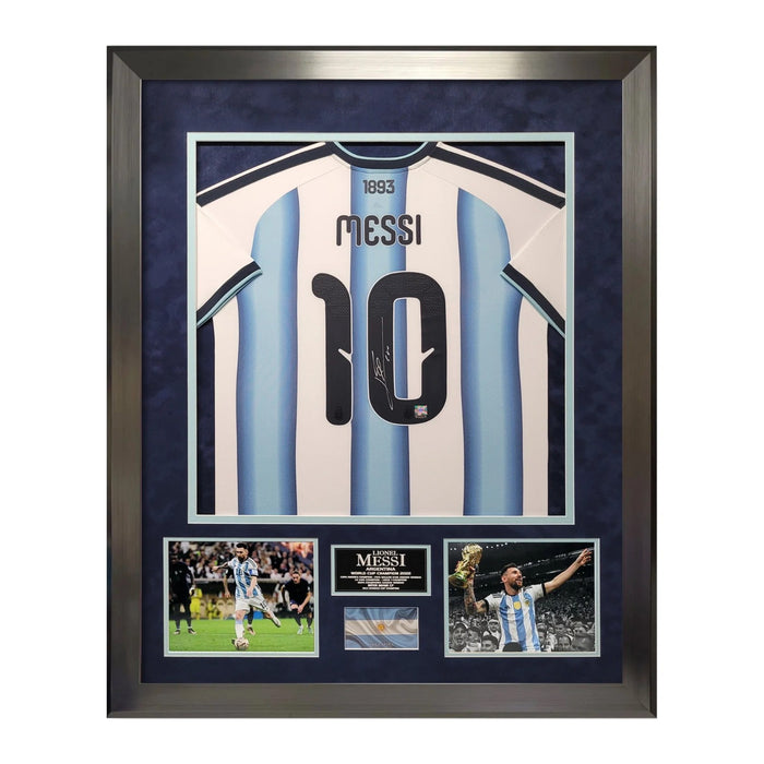 Lionel Messi Autographed Argentina Shirt Framed to 32x40 Icons