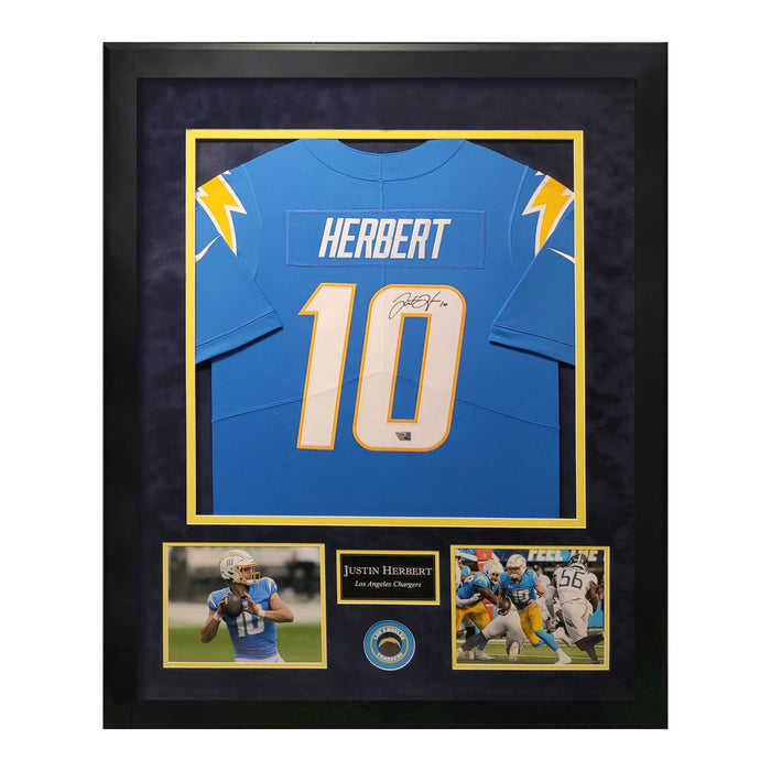 Justin Herbert Los Angeles Chargers Autographed Jersey Framed to 32x40 Fanatics