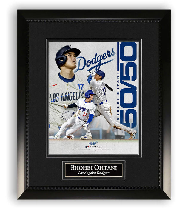 Shohei Ohtani Los Angeles Dodgers 50/50 Unsigned Photo Framed to 11x14