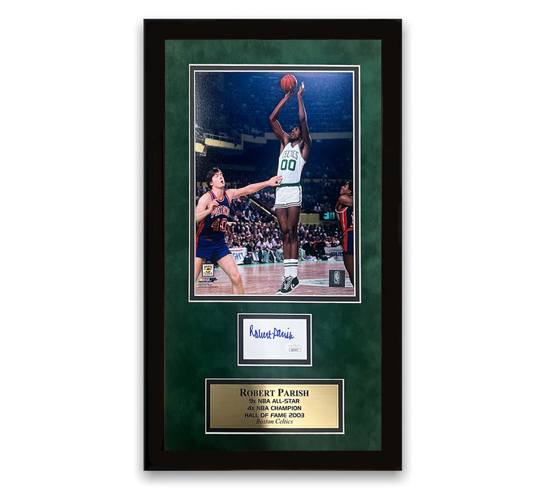 Robert Parish Boston Celtics Autographed Cut Framed JSA