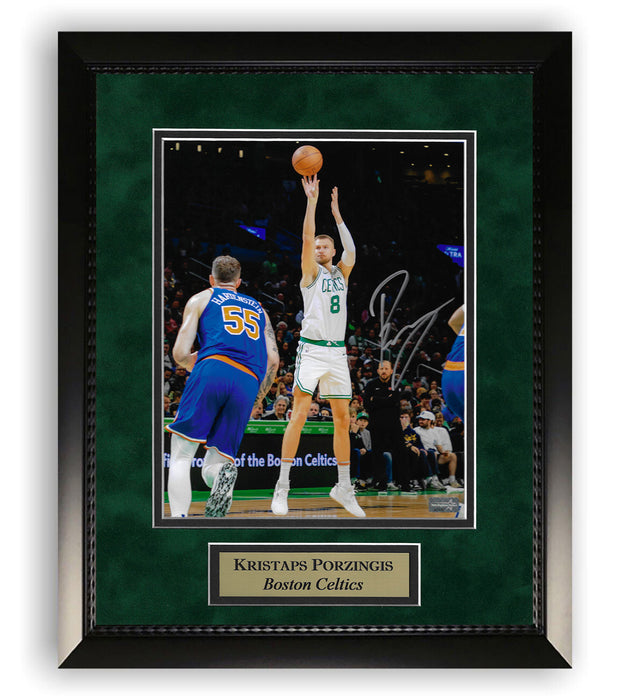 Kristaps Porzingis Boston Celtics Autographed 8x10 Photo Framed To 11x14 BAS