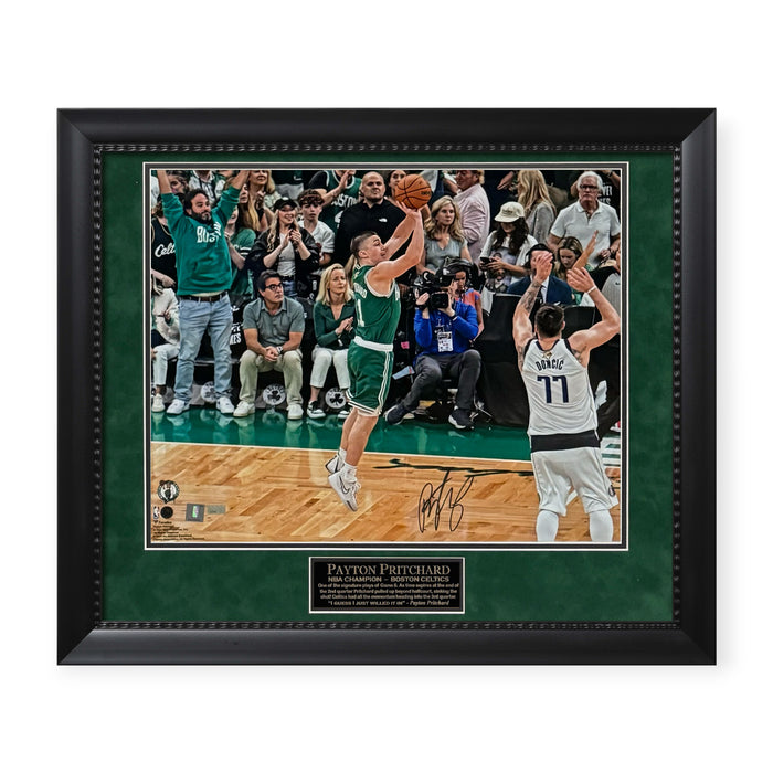 Payton Pritchard Boston Celtics Autographed NBA Finals 16x20 Photo Framed to 23x27 NEP