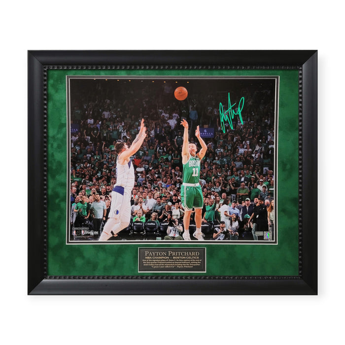 Payton Pritchard Boston Celtics Autographed NBA Finals 16x20 Photo Framed to 23x27 NEP