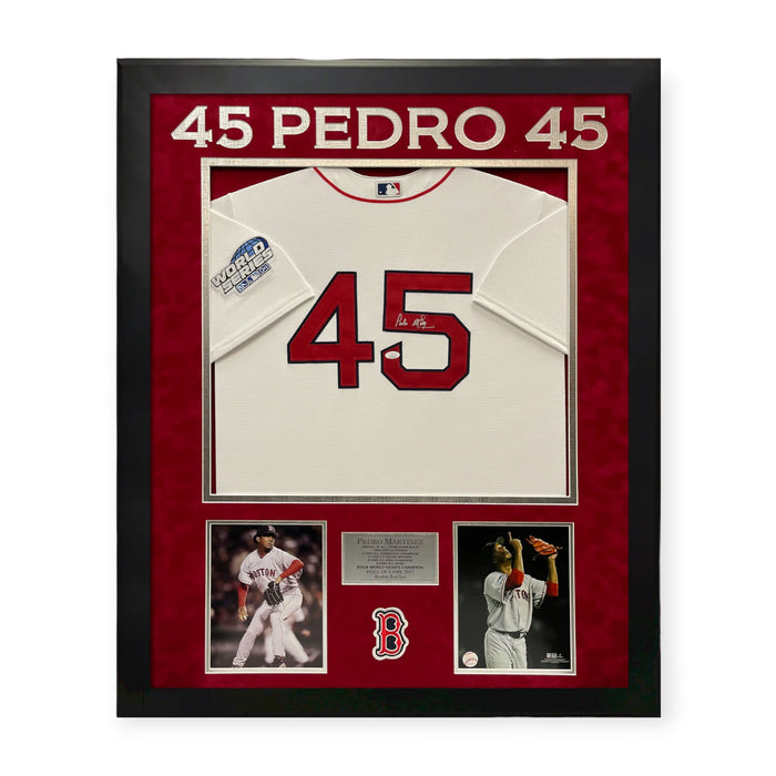 Pedro Martinez Boston Red Sox Autographed 2004 World Series Jersey Framed 32x40 JSA