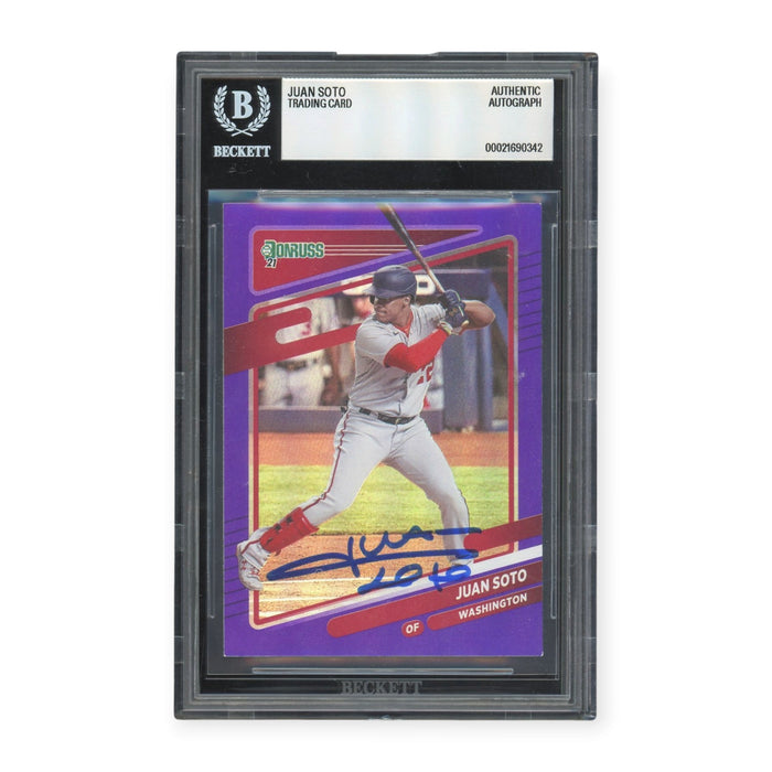 Juan Soto Autographed 2021 Panini Donruss Holo Purple #195 BGS Authentic