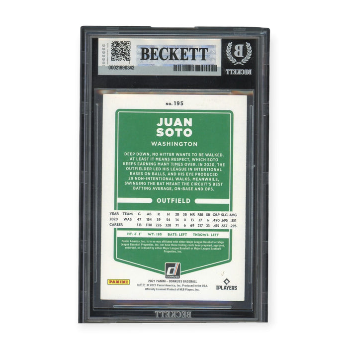 Juan Soto Autographed 2021 Panini Donruss Holo Purple #195 BGS Authentic