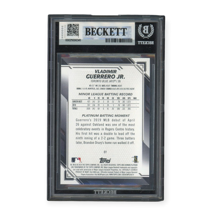 Vladimir Guerrero Jr. Toronto Blue Jays Autographed 2019 Bowman Platinum Rookie RC #27 BGS Authentic
