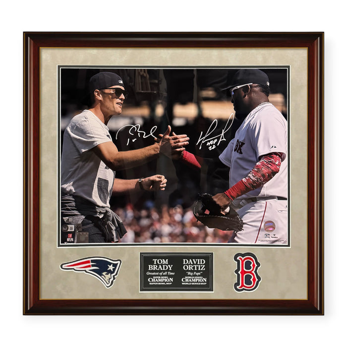 Tom Brady & David Ortiz Inscribed Autographed 16x20 Photo Framed To 23x27 Fanatics