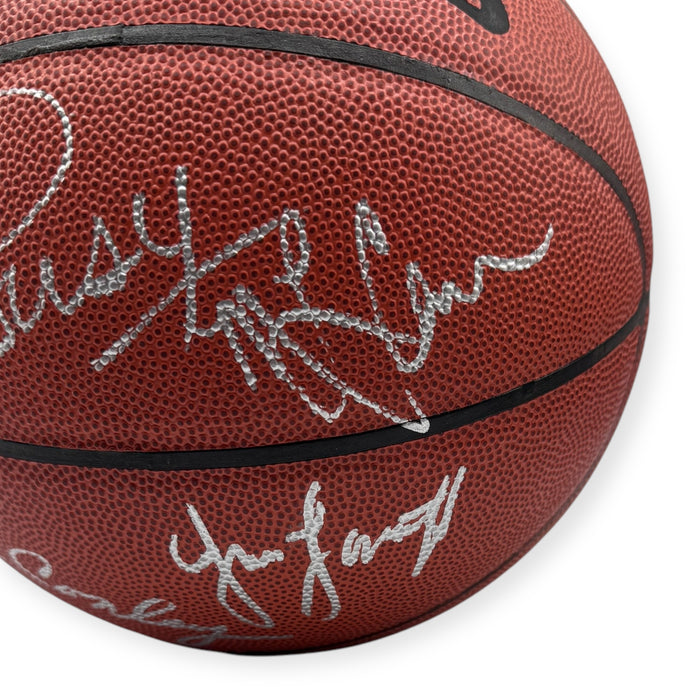 Boston Celtics Multi Signed Basketball - Larry Bird, Robert Parish, Kevin McHale, Bob Cousy, Gene Conley, Tom Heinsohn, ML Carr & Jim Loscutoff JSA