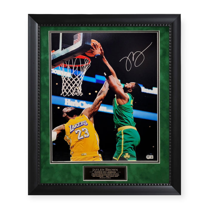 Jaylen Brown Boston Celtics Autographed 16x20 Photo Framed To 23x27 Beckett