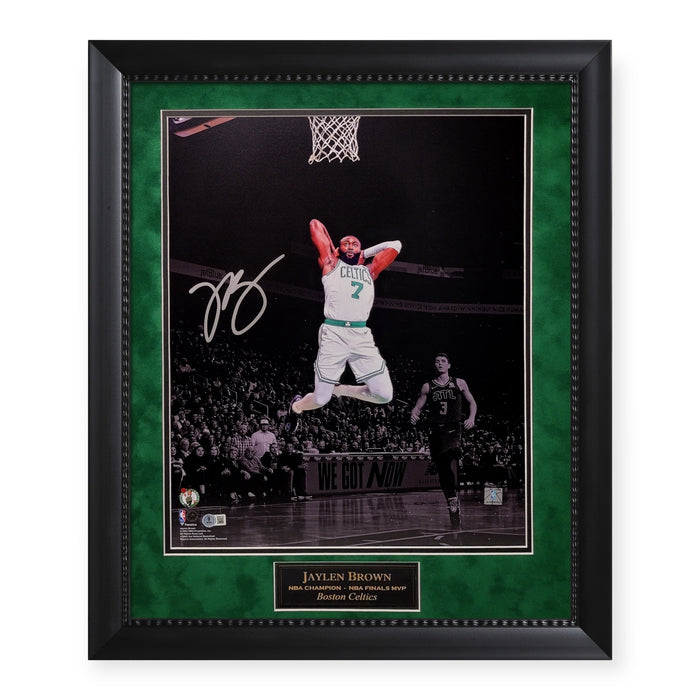 Jaylen Brown Boston Celtics Autographed 16x20 Photo Framed To 23x27 Beckett