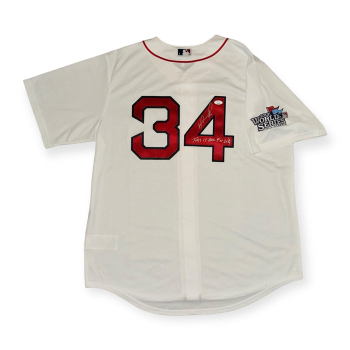 David Ortiz Boston Red Sox Autographed Authentic Jersey w/ This Is Our F'in City Inscription JSA