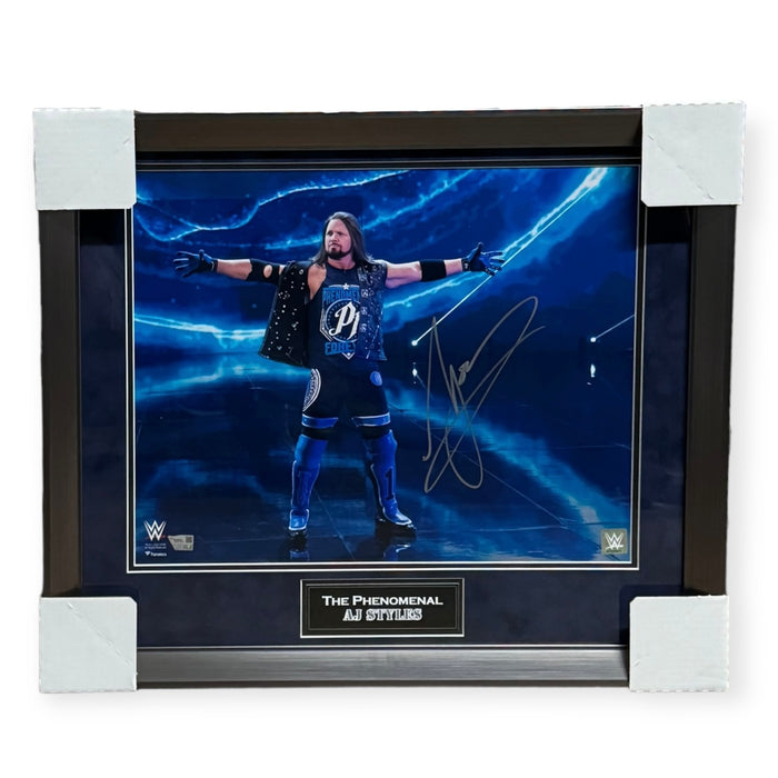 AJ Styles WWE Autographed 16x20 Photo Framed to 23x27 Fanatics