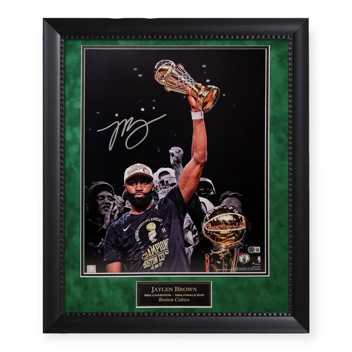 Jaylen Brown Boston Celtics Autographed 16x20 Photo Framed To 23x27 Beckett