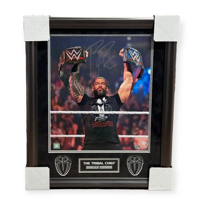 Roman Reigns "The Tribal Chief" WWE Autographed 16x20 Photo Framed to 23x27 Fanatics