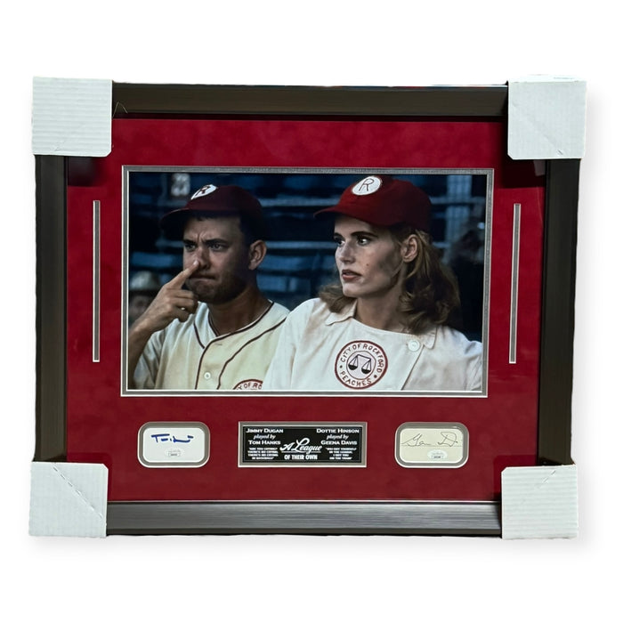 Tom Hanks & Geena Davis "A League Of Their Own" Autographed Cut Framed to 23x27 JSA