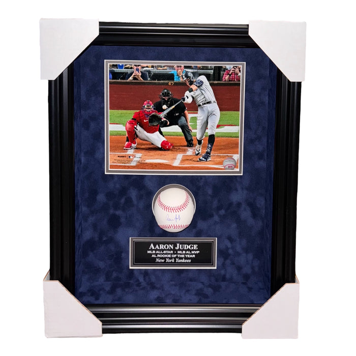 Aaron Judge New York Yankees Autographed Baseball Framed To 14x18 Fanatics