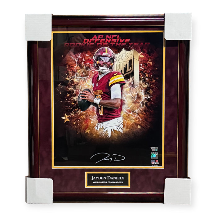 Jayden Daniels Washington Commanders Autographed 16x20 Photo Framed To 23x27 Fanatics