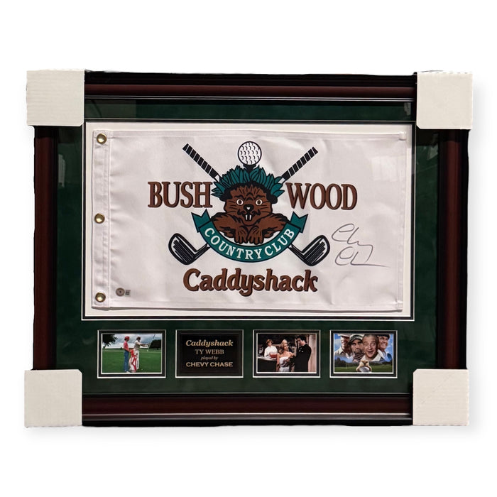 Chevy Chase "Caddyshack" Autographed Bushwood Golf Flag Framed to 23x30 Beckett