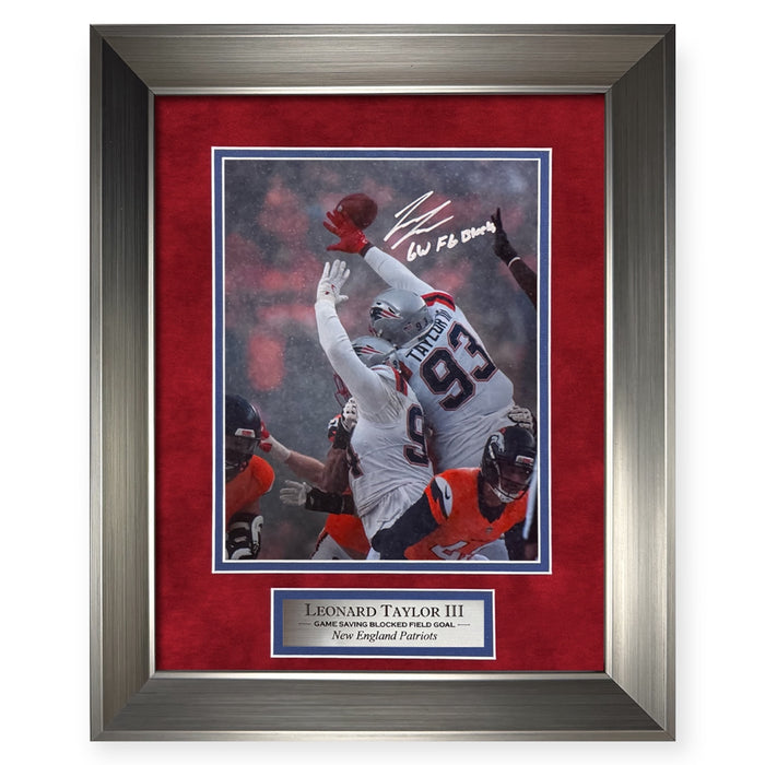 Leonard Taylor III New England Patriots Autographed 8x10 Photo Framed To 11x14 NEP