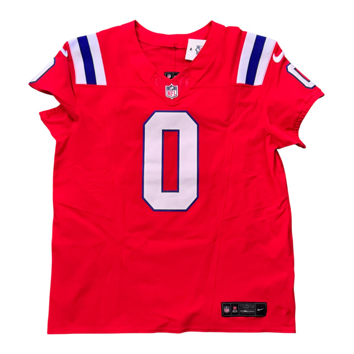 Christian Gonzalez New England Patriots Autographed Nike Red Fuse Elite Jersey JSA