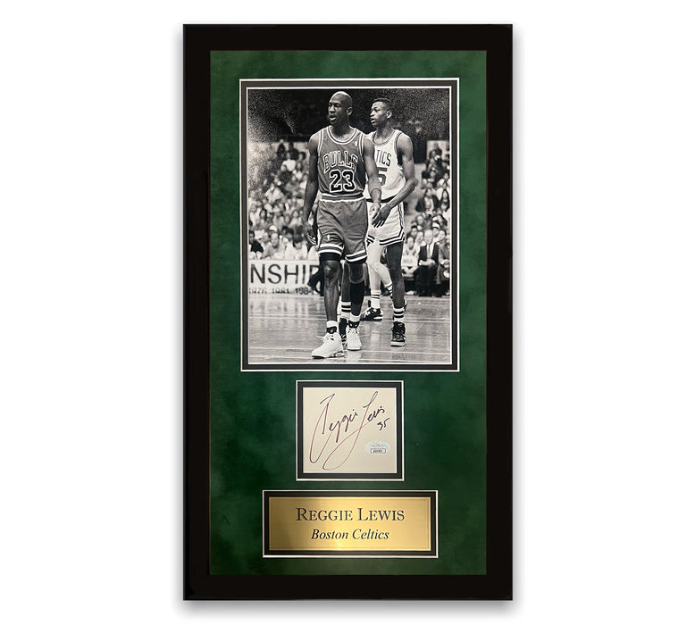 Reggie Lewis Boston Celtics Autographed Cut Framed JSA