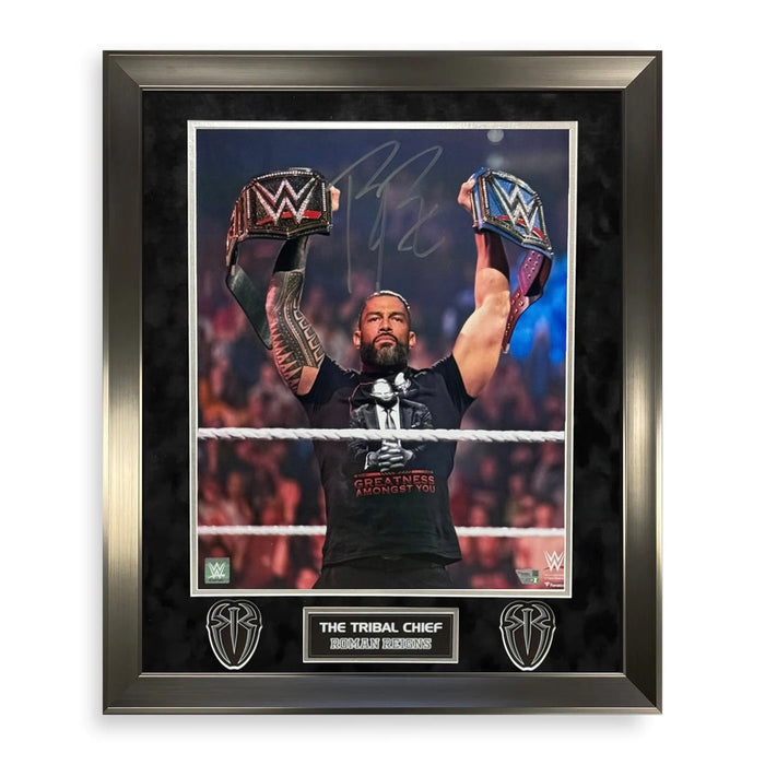 Roman Reigns "The Tribal Chief" WWE Autographed 16x20 Photo Framed to 23x27 Fanatics