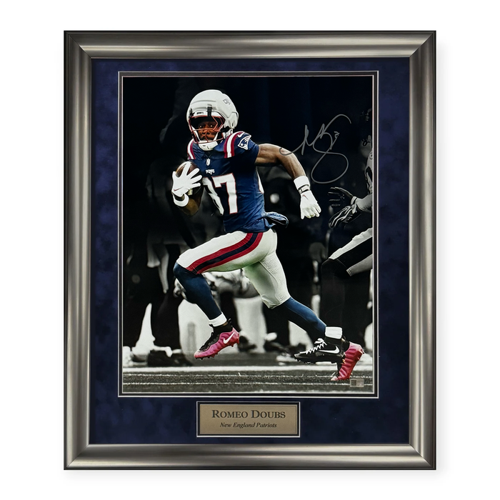 Romeo Doubs New England Patriots Autographed 16x20 Photo Framed to 23x27 NEP