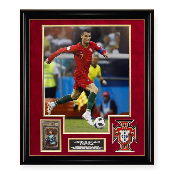 Cristiano Ronaldo Portugal On Card Autographed 2017-18 Panini Select Framed Collage Beckett 10 Auto