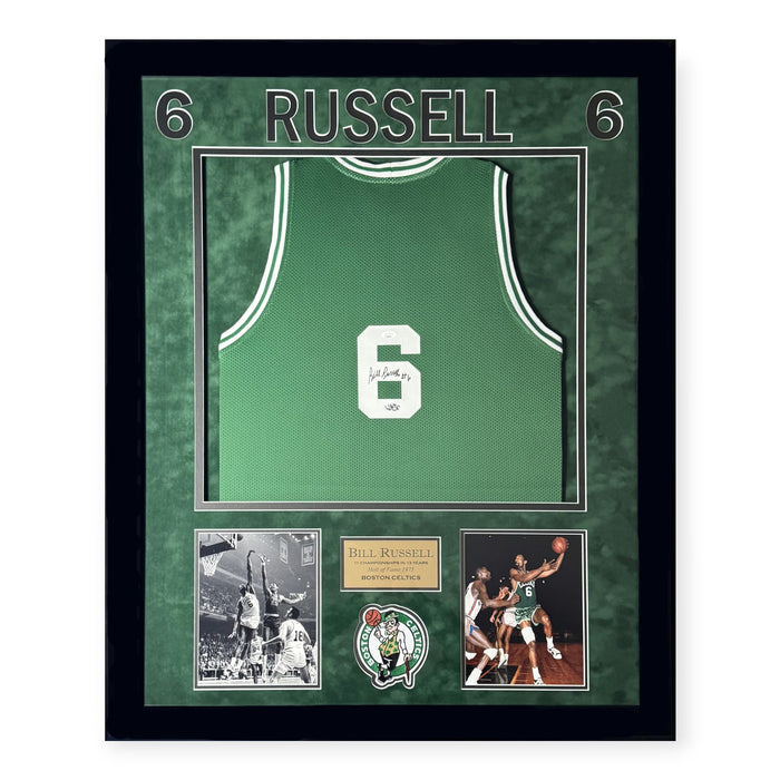 Bill Russell Boston Celtics Autographed Jersey Framed To 32x40 JSA