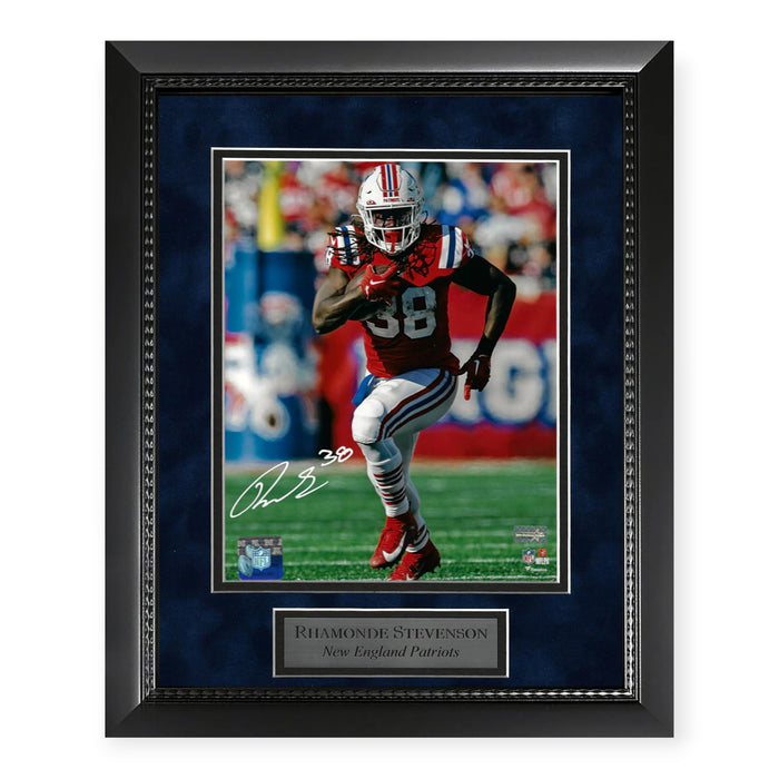 Rhamondre Stevenson New England Patriots Autographed 8x10 Photo Framed To 11x14 NEP