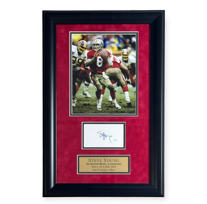 Steve Young San Fransisco 49ers Autographed Cut Framed JSA