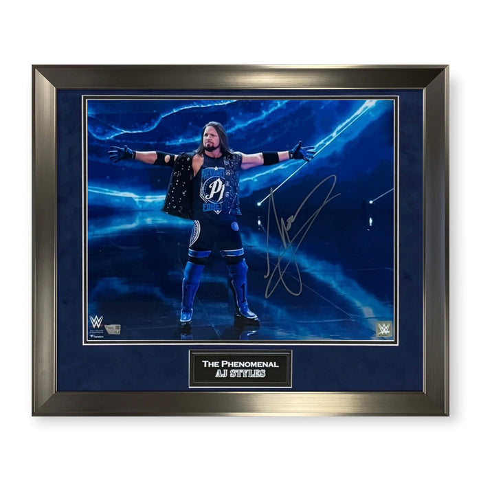 AJ Styles WWE Autographed 16x20 Photo Framed to 23x27 Fanatics