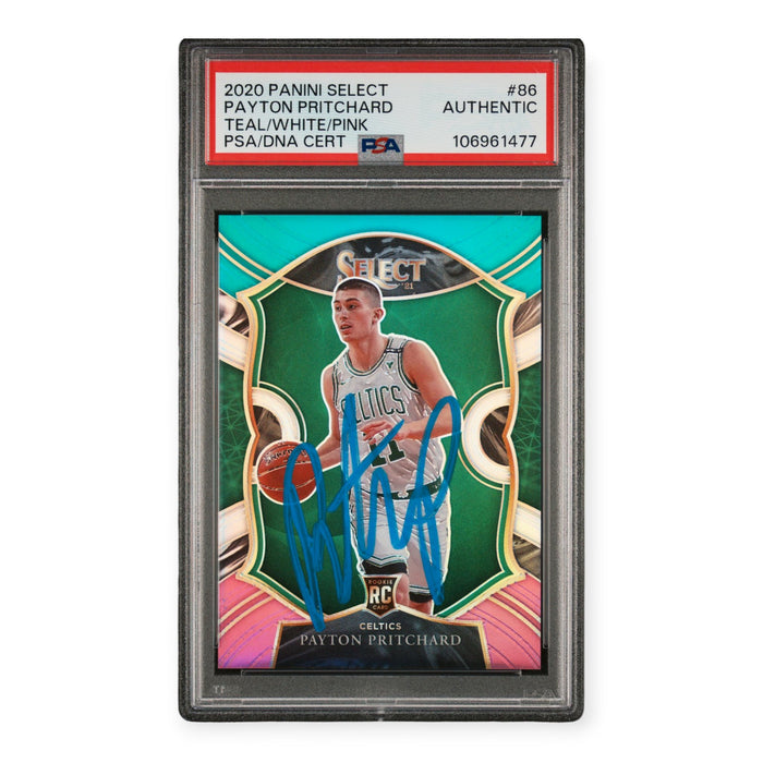 Payton Pritchard On Card Autographed 2020 Panini Select Teal/White/Pink Rookie RC #43/49 PSA Authentic
