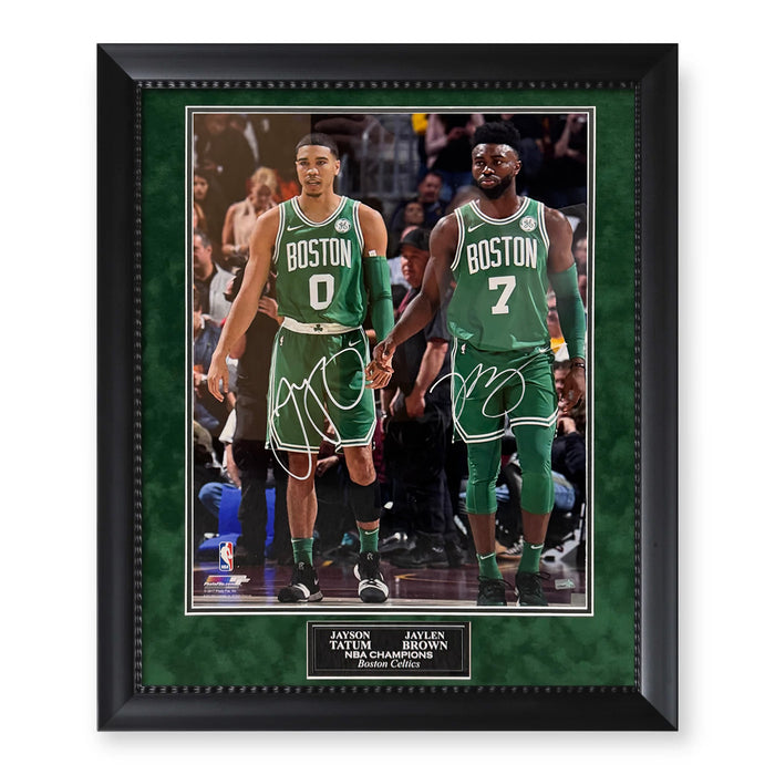 Jayson Tatum & Jaylen Brown Boston Celtics Autographed 16x20 Photo Framed To 23x27 NEP
