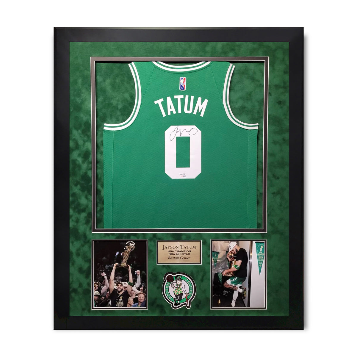 Jayson Tatum Boston Celtics Autographed Jersey Framed to 32x40