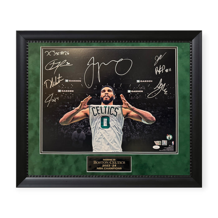 2023-24 Boston Celtics NBA Champion Team Autographed 16x20 Photo Framed to 23x27 Fanatics