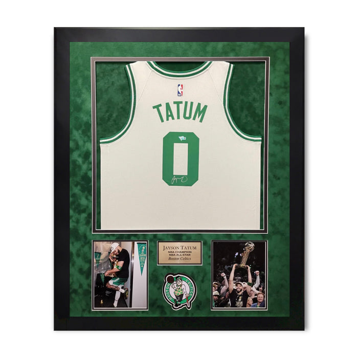 Jayson Tatum Boston Celtics Autographed Jersey Framed to 32x40 Fanatics