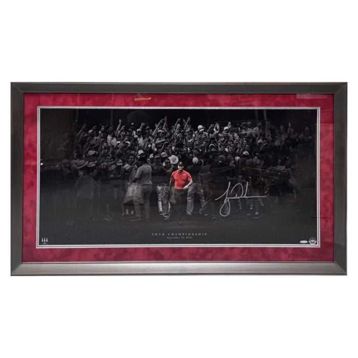 Tiger Woods Autographed Panoramic Photograph Framed to 35x17 Upper Deck