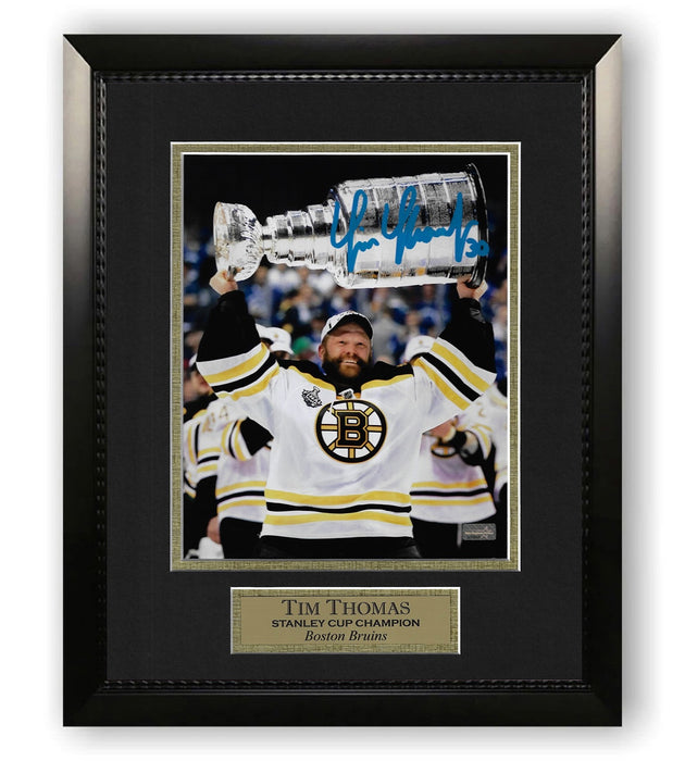 Tim Thomas Boston Bruins Autographed 8x10 Photo Framed to 11x14 NEP