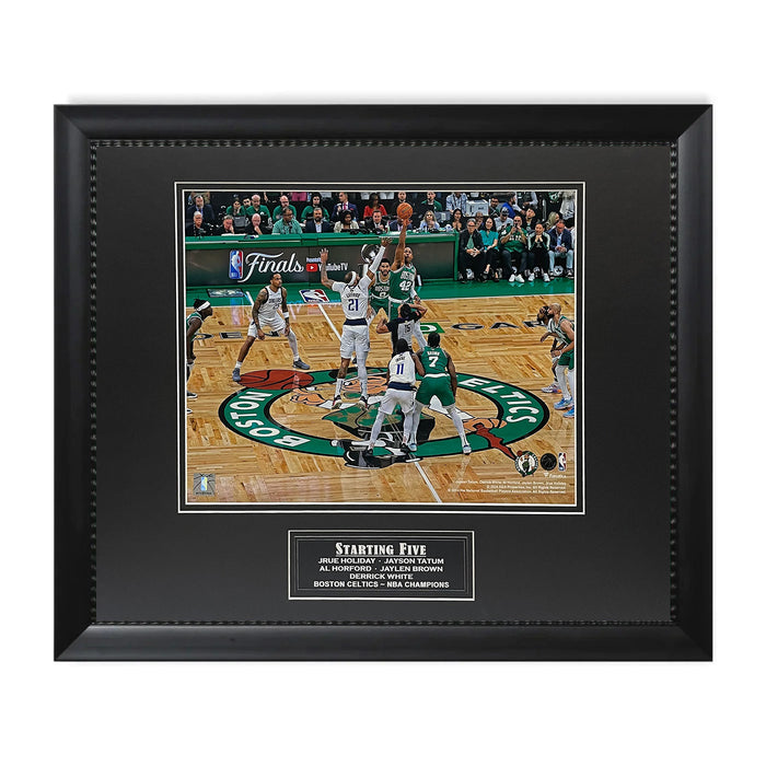 Boston Celtics NBA Championship Starting Five Tipoff Unsigned Photo Framed to 16x20