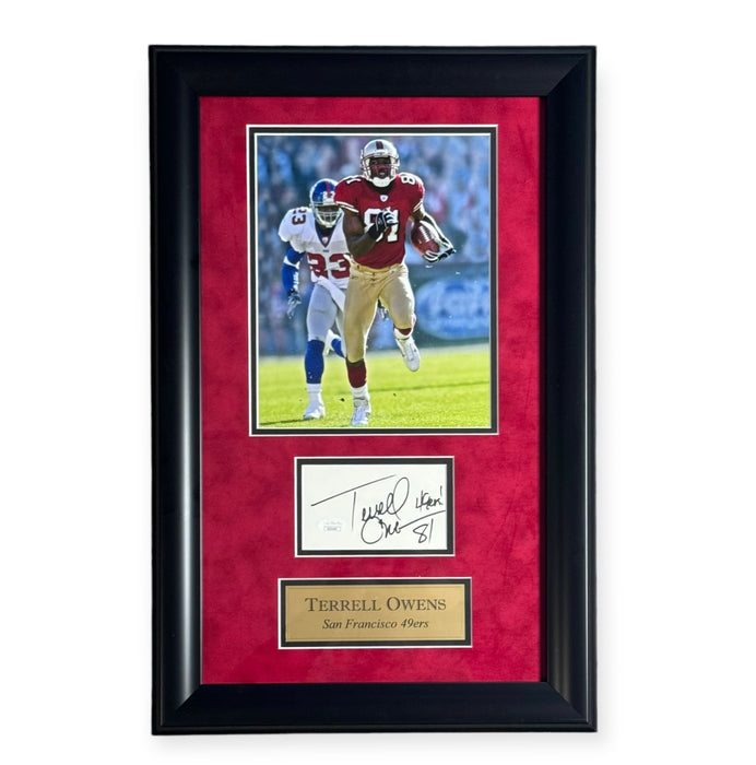 Terrell Owens San Fransisco 49ers Autographed Cut Framed w/ Inscription JSA