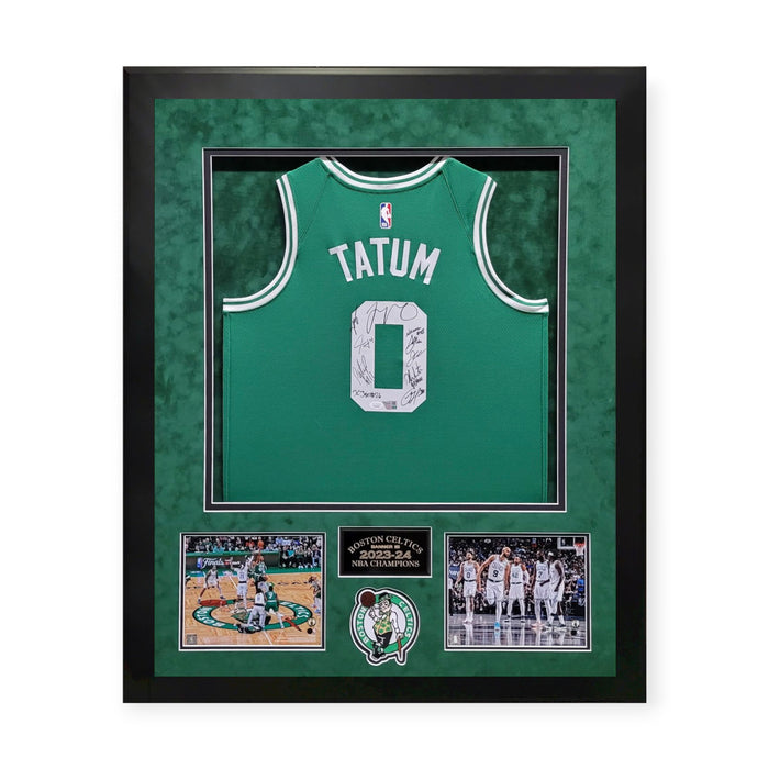 2023-24 Boston Celtics NBA Champion Team Autographed Jersey Framed to 32x40 Fanatics