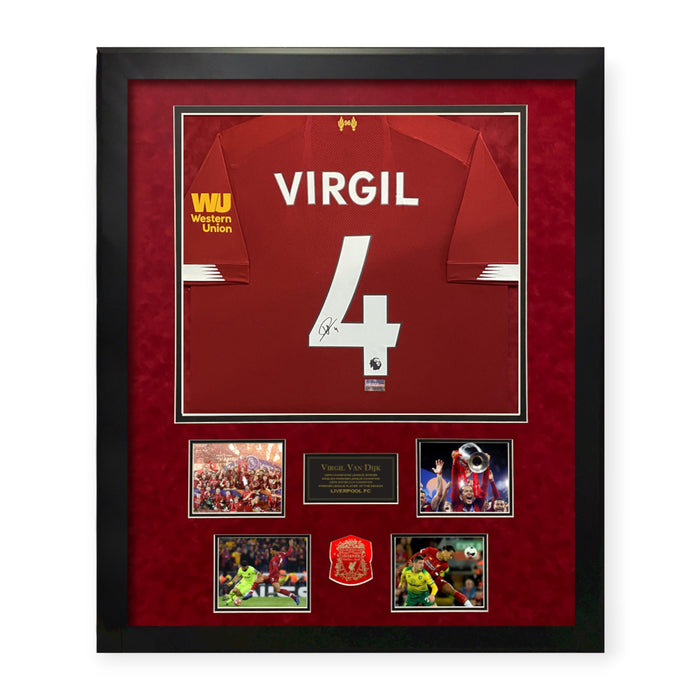 Virgil Van Dijk Liverpool FC Autographed Jersey Framed To 37×45 Icons