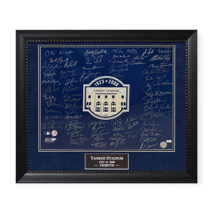 1923-2008 New York Yankees Stadium Tribute Autographed Photo Framed To 23x27 NEP - 75 Signatures