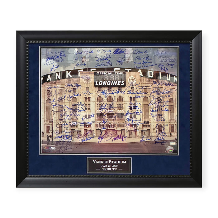 1923-2008 New York Yankees Stadium Tribute Autographed Photo Framed To 23x27 NEP - 75 Signatures