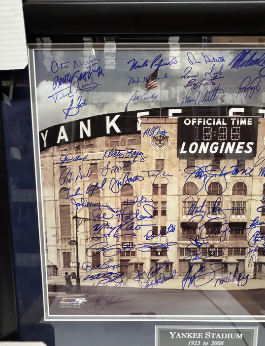 1923-2008 New York Yankees Stadium Tribute Autographed Photo Framed To 23x27 NEP - 75 Signatures