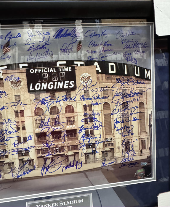 1923-2008 New York Yankees Stadium Tribute Autographed Photo Framed To 23x27 NEP - 75 Signatures