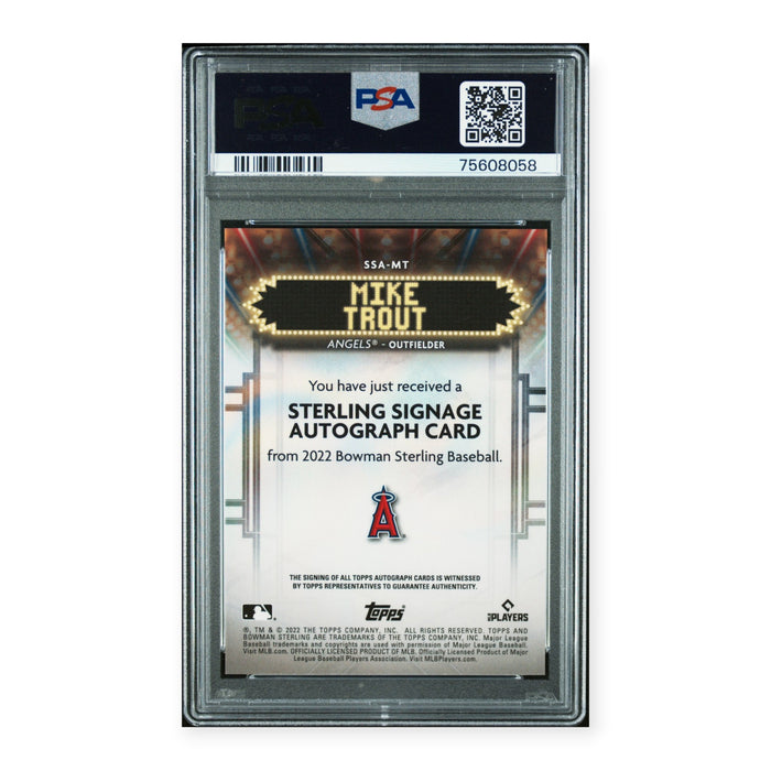 Mike Trout 2022 Bowman Sterling Signage Autographs AU #94/99 #SSAMT PSA 10 Gem MT