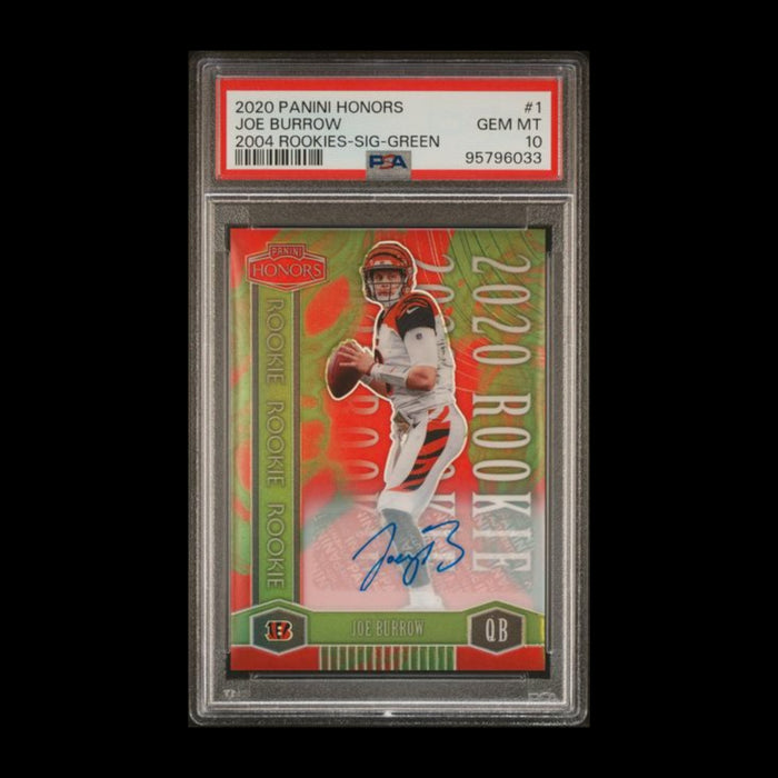 Joe Burrow 2020 Panini Honors 2004 Rookies-Signature-Green #9/35 (Jersey Number) RC PSA 10 #1